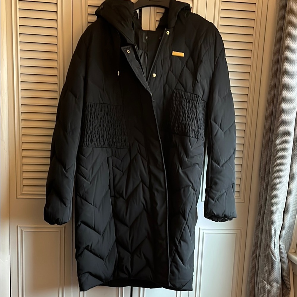 Long black puffer coat